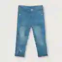 Jean Denim Recto Con Bordado Color Azul Talla 3A Opaline