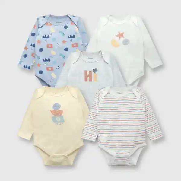 Pack Bodies de Bebé Niño Light Denim Talla 12/18M Colloky