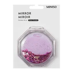 Miniso Espejo Plegable Hexagonal Con Brillantina