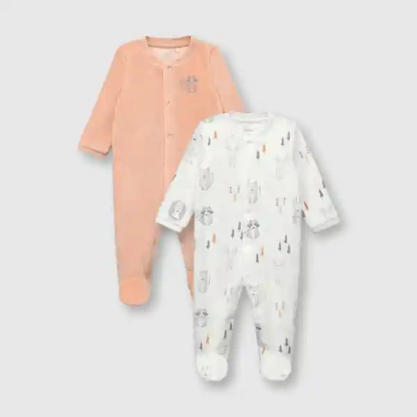 Pack Pijama Animales Del Bosque Bebé Off White Talla 9M Colloky