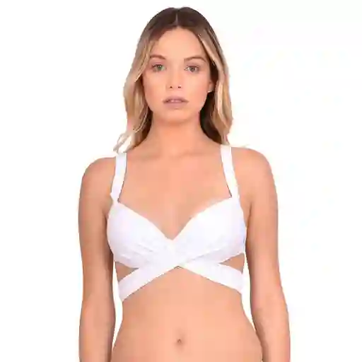 Bikini Estilo Sostén Con Barba Cruzado Color Blanco T. XL Samia