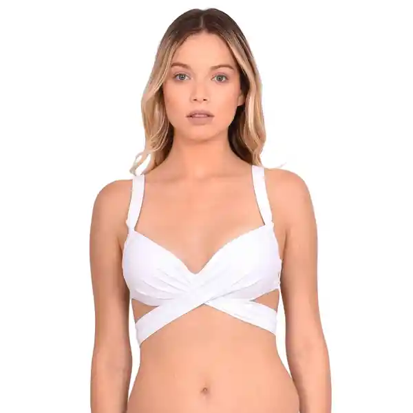 Bikini Estilo Sostén Con Barba Cruzado Color Blanco T. XL Samia