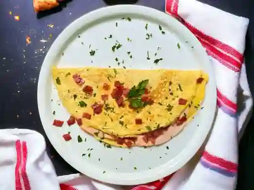 Omelette Jamón, Queso y Salame + Pan Molde