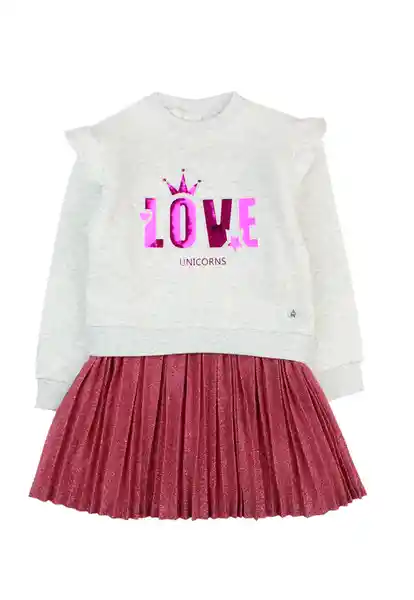 Vestido Kids Cosmic 310 Niña Gris Melange Talla 2 Años Ficcus