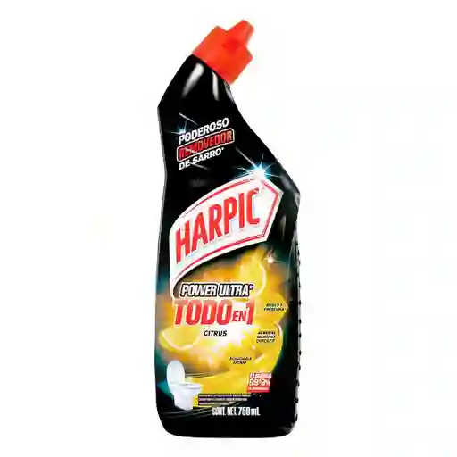 Harpic Gel Limpiador Desinfectante para Inodoros Max Power Citrus 750ml