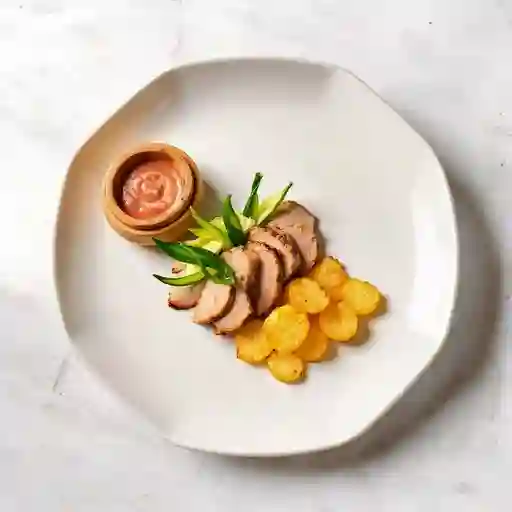 Diente Dragón Cerdo con Papas Fritas