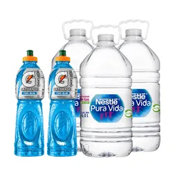 Combo Gatorade Bebida Hidratante Cool Blue Pura Vida Agua Sin Ga