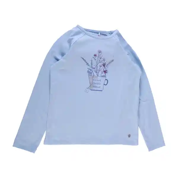 Polera Manga Larga Niña Celeste Talla 2 A Pillin