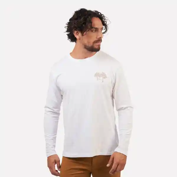 Polera Manga Larga Hombre L Coihue Blanco Atakama Outdoor