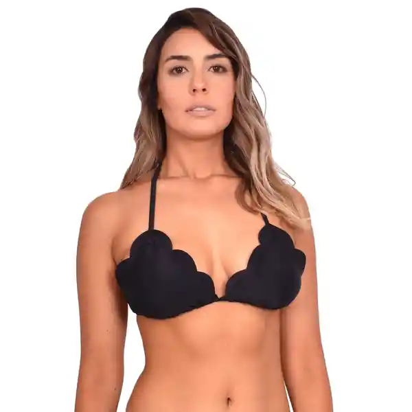 Bikini Estilo Triángulo Bordes Ovalados Color Negro T. S Samia