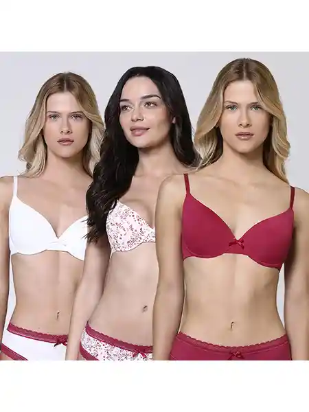 Intime Pack de Sostén Copa b Nav26 Guinda 34B 8203008