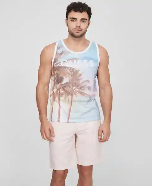 Polera Manga Sisa Tepper Beach Tank Celeste Talla M Guess