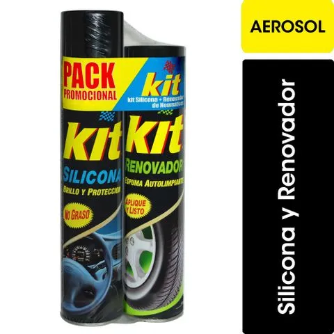 Kit Silicona + Kit  Renovador de Gomas para Auto en Aerosol