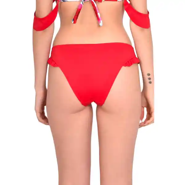 Bikini Calzón Con Vuelos a Los Costados Rojo Talla XL Samia