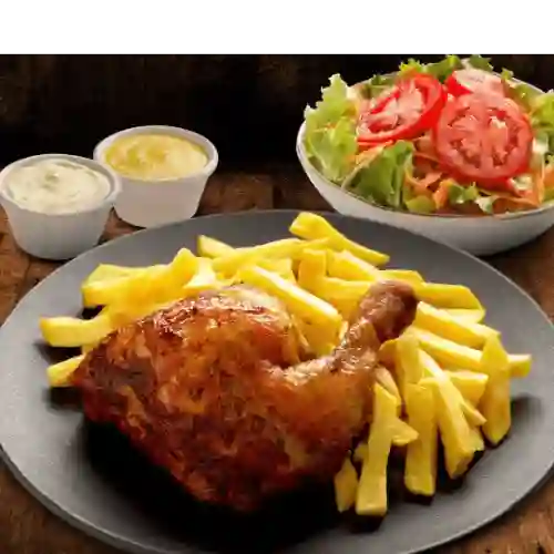 1/4 de Pollo + Papas Fritas + Ensalada