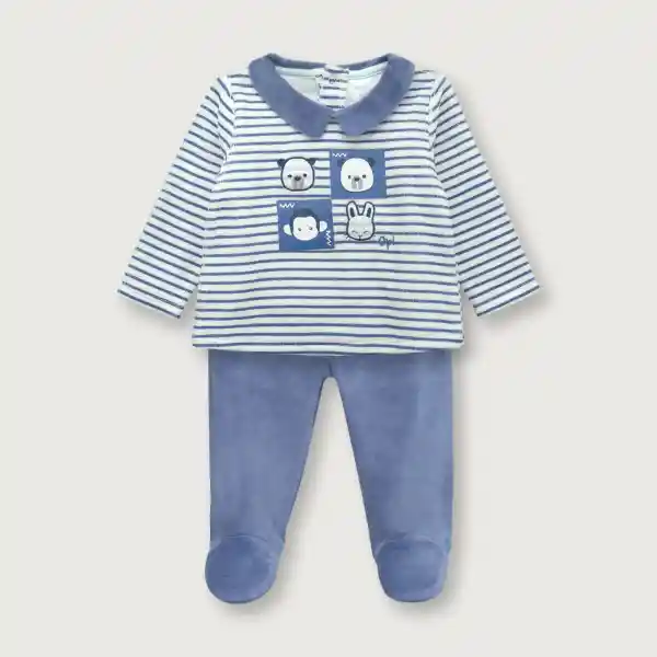 Polerón Cuello Camisero de Bebé Niño Celeste Talla RN Opaline