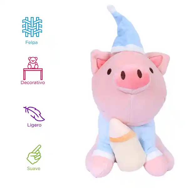 Miniso Peluche de Juguete Pajamas Pig Series Botella de Leche