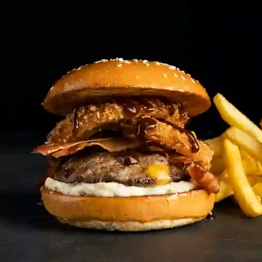 Juicy Lucy Burger + Papas