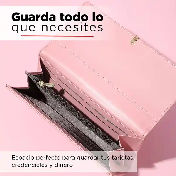 Billetera Larga Con Hebilla de Metal Rosa Miniso