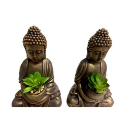 Figura Decorativa Buda Con Planta