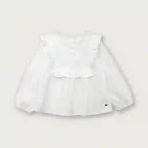 Blusa Con Cuello de Niña Blanco Talla 18M Opaline