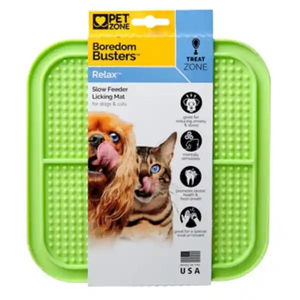 Pet Zone Taza Licking Mat Relax Boredom Busters Verde Perro