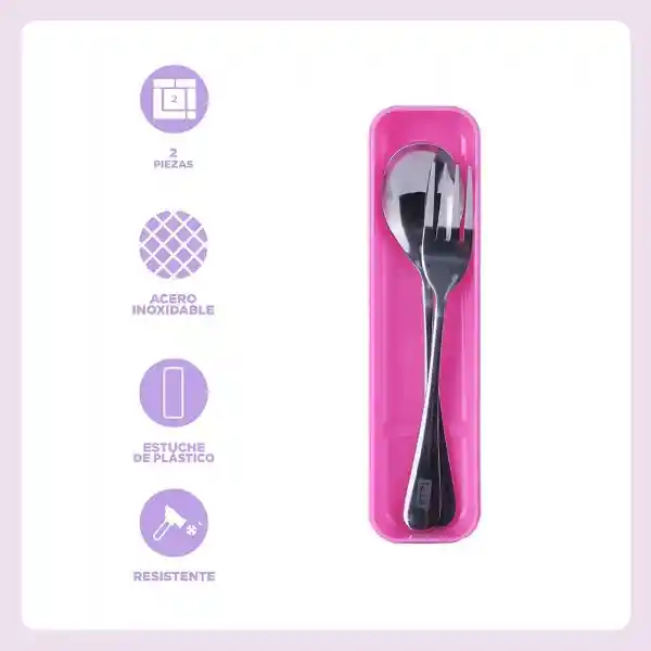 Kit Cubierto AceroInoxidable Rosa Miniso