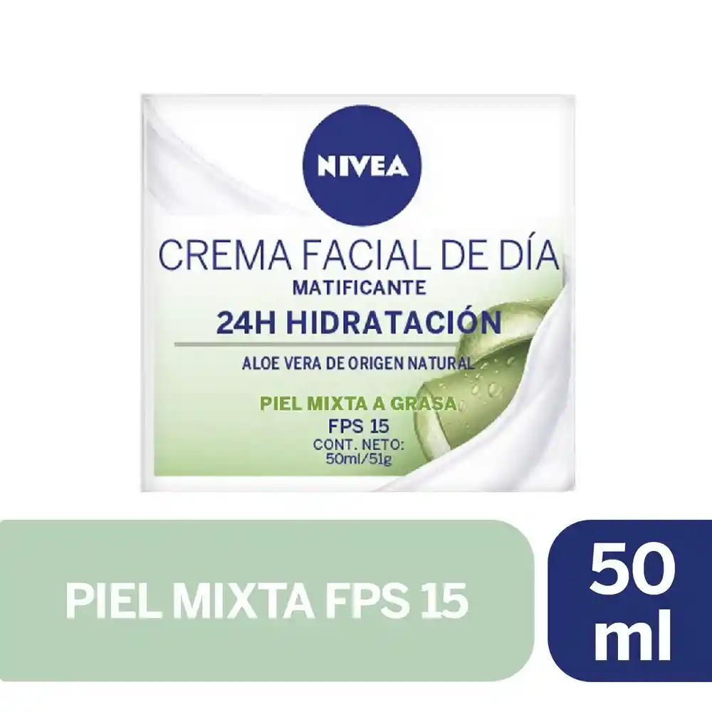 Nivea Crema Facial Hidratante Matizante Día Spf 15 para Piel Mixta a Grasa