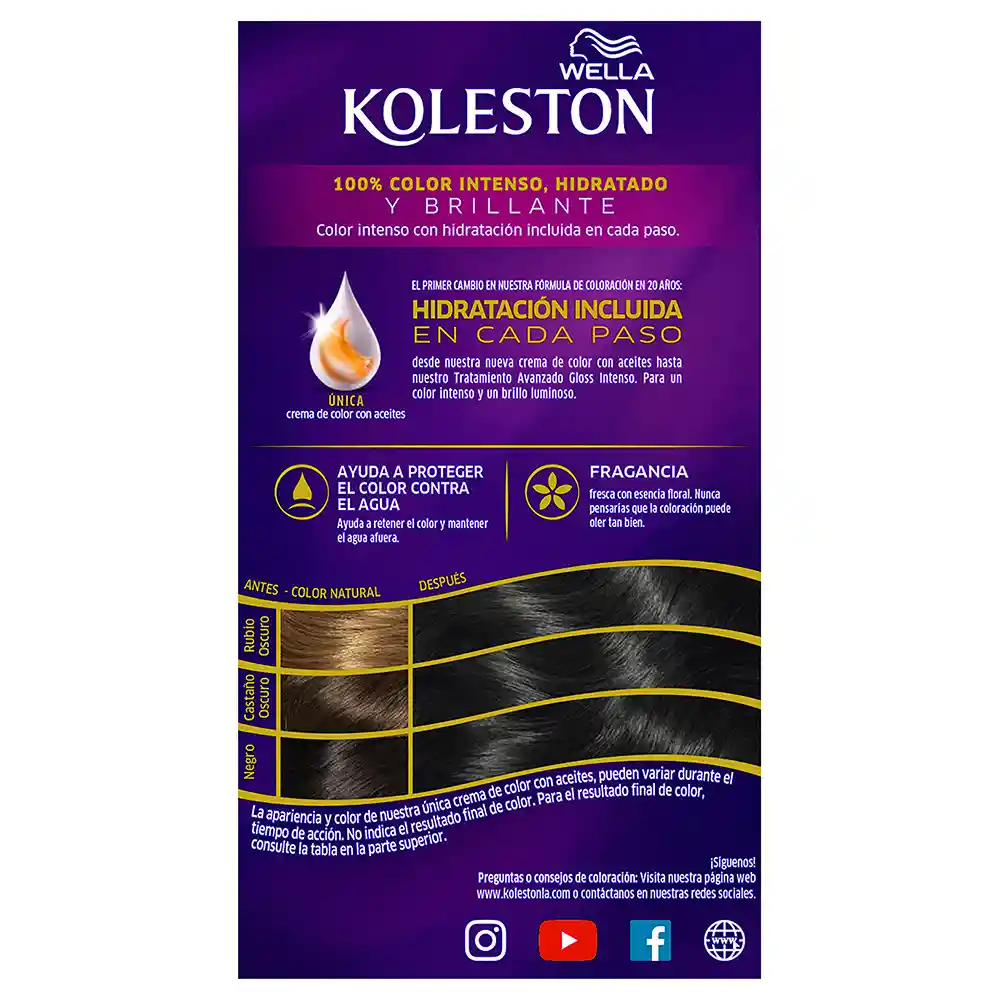 Koleston: Tintura De Pelo Single N20 Negro Kit