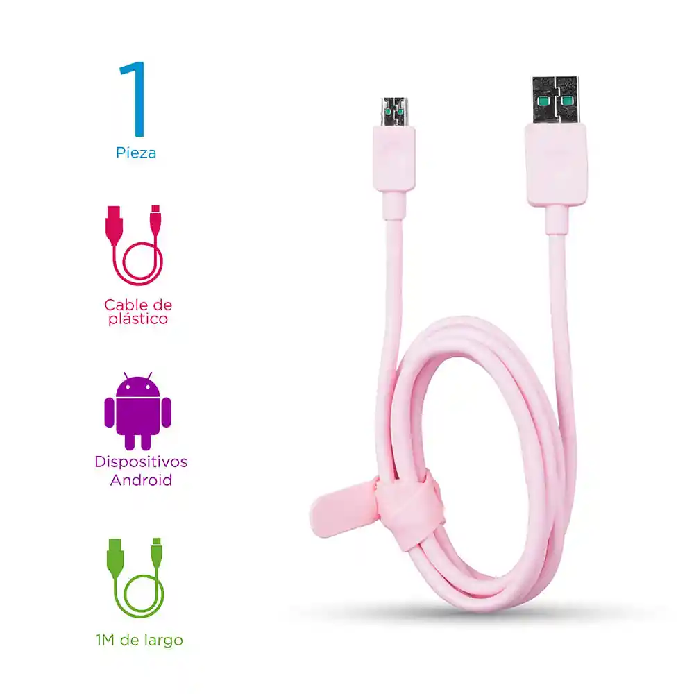 Cable de Carga Rápida Micro Usb a Usb (Rosa) 1M Miniso