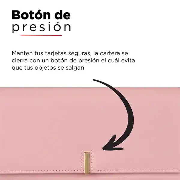 Billetera Larga Con Hebilla de Metal Rosa Miniso