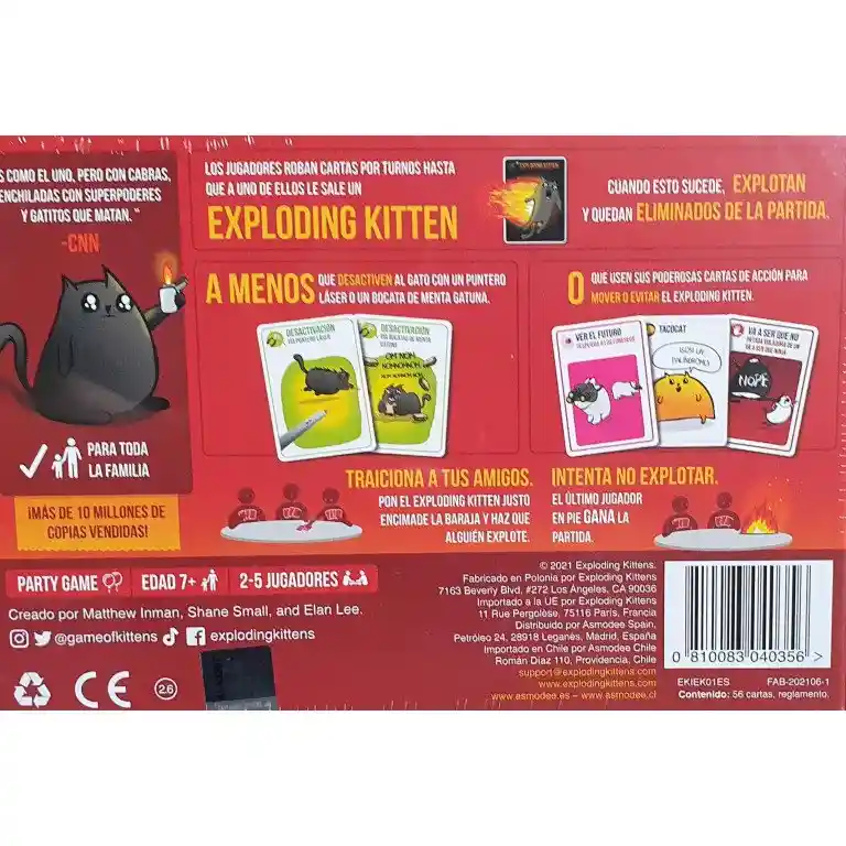 Exploding Kittens Juego De Mesa Gatito Explosivo