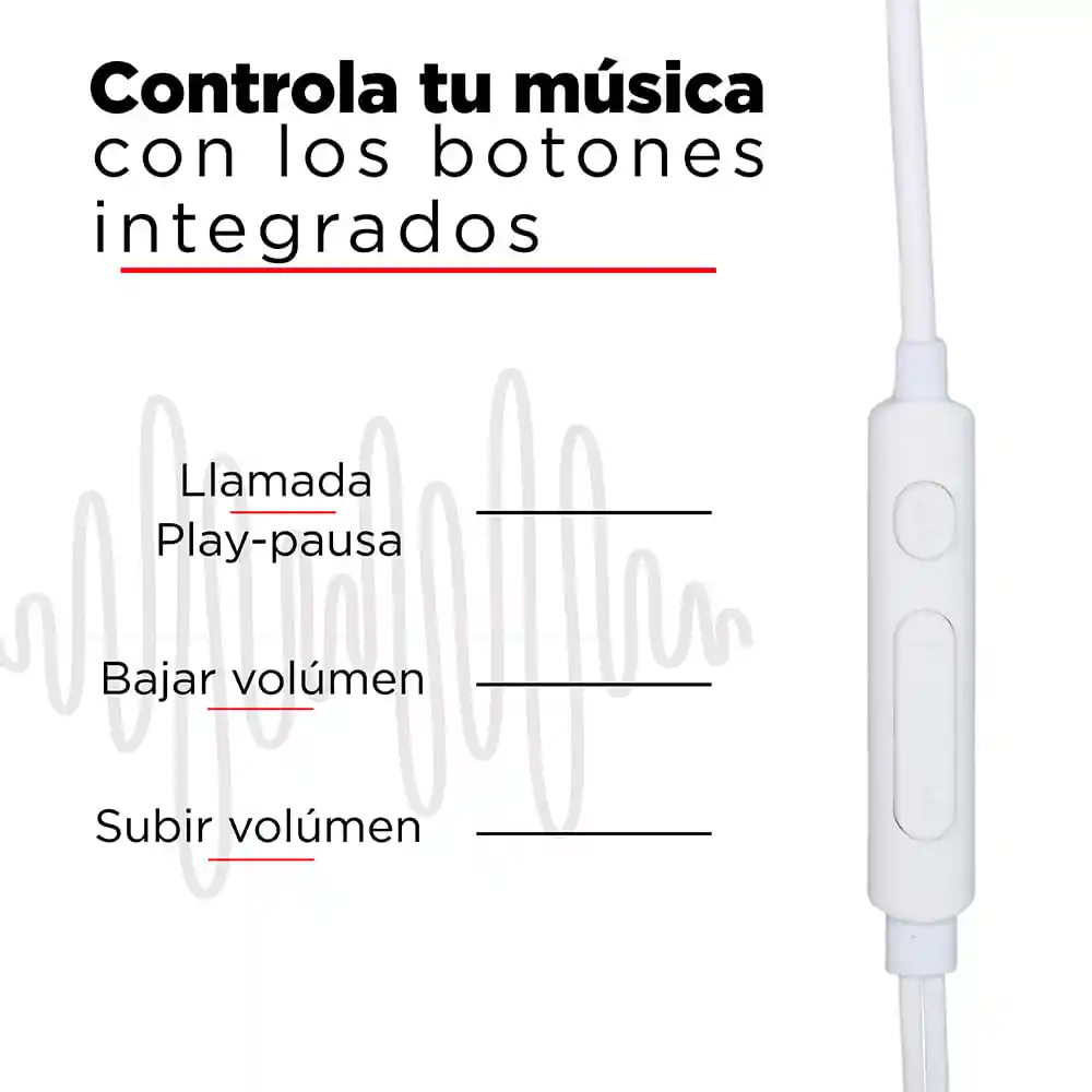 Audífonos de Cable Color Blanco Miniso