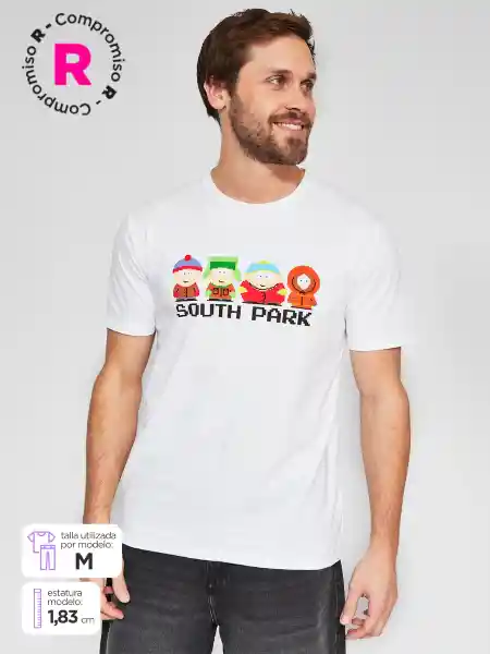 Index Polera Manga Corta Licencia D-E Southpark 1 Blanco S SS25