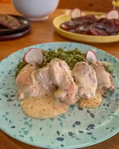 Pollo Al Limón con Arroz Al Pesto