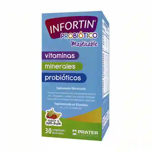 Infortin Suplemento Probiótico Comprimidos Masticables Sabor Tutti Frutti 