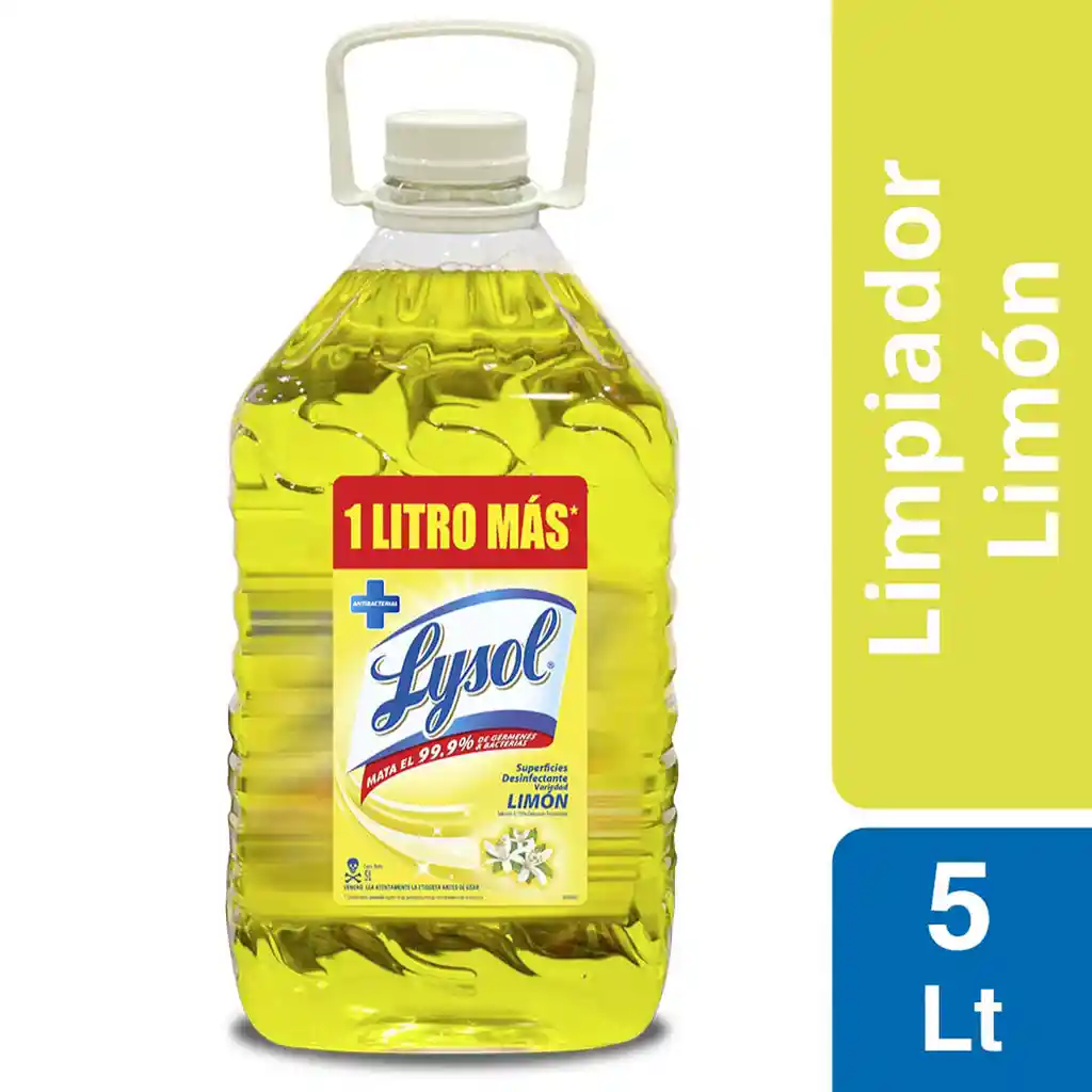 Lysol Limpiador Líquido Desinfectante Limón 5L