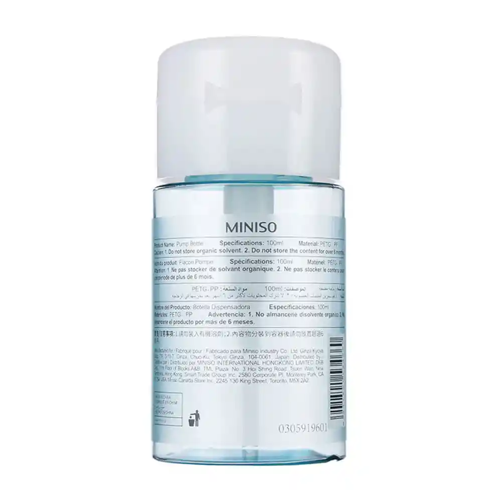 Miniso Botella De Viaje Azul Con Dispensador - 100 Ml