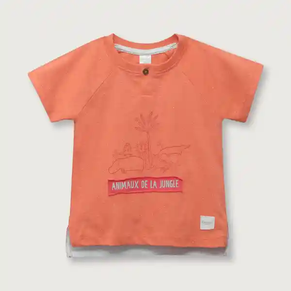 Polera Manga Corta de Niño Salmón Talla 9M Opaline