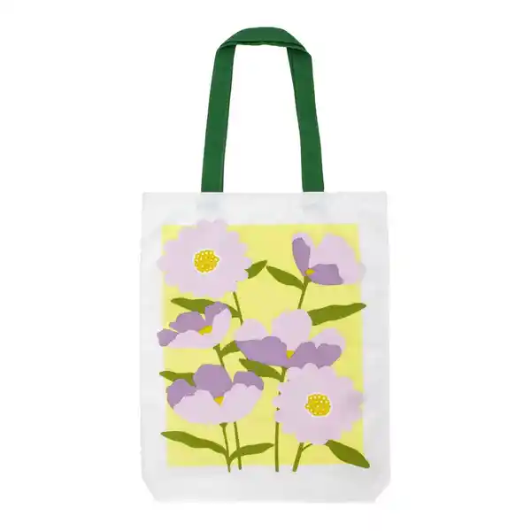 Bolso de Tela Con Estampado de Flores Amarillas 35 x 42 cm