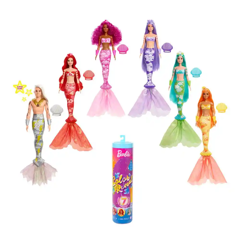 Barbie Muñeca Color Reveal Sirenas Arcoíris