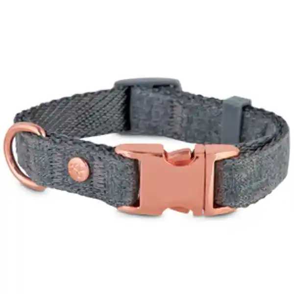 Bond & Co Collar Gris Con Broche Metílico Rosa Dorado Perro