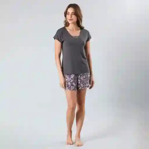 Set Camiseta Sin Mangas + Short Viscosa Marengo XL Flores