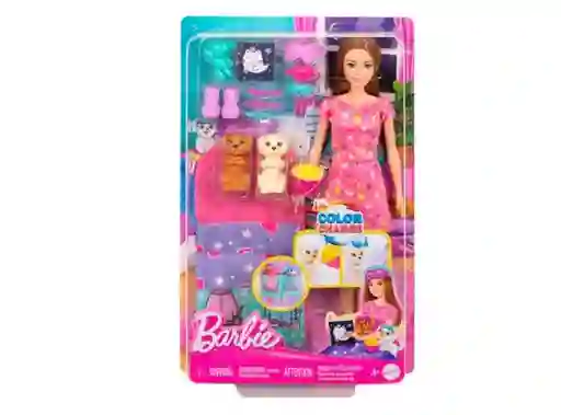 Barbie Muñeca Juego Fiesta de Pijama Con Perrito - HXN01