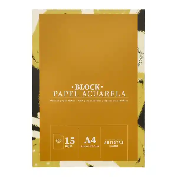 Block Con Papel Acuarela 21 x 1 x 29.7 cm A4