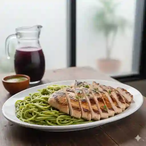 Tallarines Verdes con Pollo