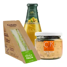 Combo Sandwich Pollo Palta + Jugo Papaya + Mousse Chocolate