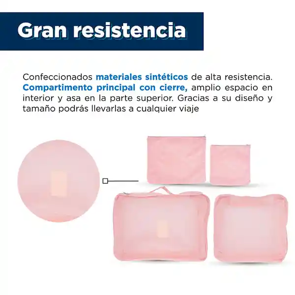 Organizador de Viaje Plegable 4 Espacios Rosa Miniso