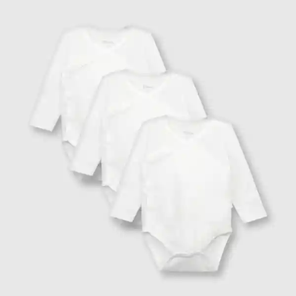 Pack Body de Algodón de Bebé Unisex Blanco Talla 3/6M Colloky