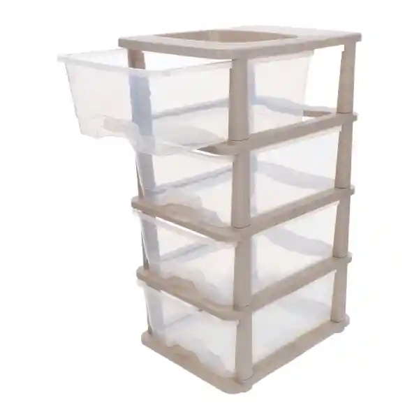 Cajonera Plástica 4 Cajones 44 x 33.5 x 76.5 cm Casaideas